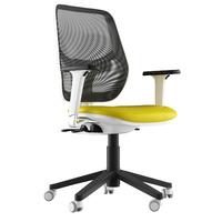 Aria Faux Leather Chrome Base Task Chair Yellow 2D Adjustable Arms