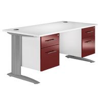 arc premium double pedestal desk in burgundy eco premium double pedest ...