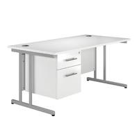 Arc Cantilever Single Pedestal Desk in White Eco Cantilever Rectangular Single Pedestal Desk in White
