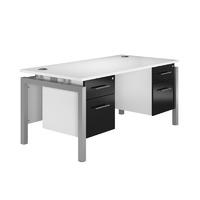 arc silver bench leg double pedestal desk in black eco bench double pe ...