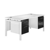 Arc White Bench Leg Double Pedestal Desk in Black Eco Bench White Double Pedestal Desk in Black