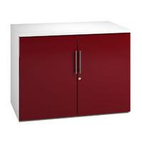 Arc Low Cupboard in Burgundy Eco Double Door Storage Unit with 1 Shelf in Burgundy
