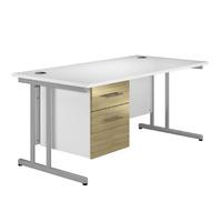 Arc Cantilever Single Pedestal Desk in Light Olive Eco Cantilever Rectangular Single Pedestal Desk in Light Olive 1600mm