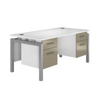 arc silver bench leg double pedestal desk in stone grey eco bench doub ...