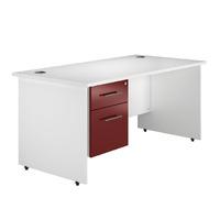 Arc Panel End Single Pedestal Desk in Burgundy Panel End Single Pedestal Desk Burgundy 1600mm