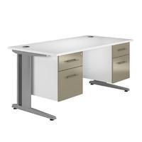 Arc Deluxe Double Pedestal Desk in Stone Grey Eco M3 Double Pedestal Rectangular Desk in Stone Grey