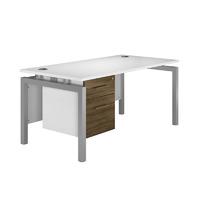 Arc Silver Bench Leg Single Pedestal Desk in Dark Olive Eco Bench Silver Single Pedestal Desk in Dark Olive 1600mm