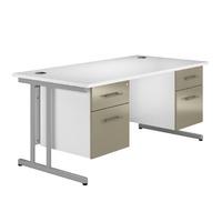 Arc Cantilever Double Pedestal Desk in Stone Grey Eco Cantilever Rectangular Double Pedestal Desk in Stone Grey