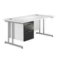 Arc Cantilever Single Pedestal Desk in Black Eco Cantilever Rectangular Single Pedestal Desk in Black 1600mm