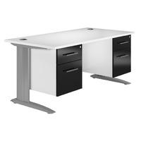 arc premium double pedestal desk in black eco premium double pedestal  ...