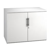 Arc Low Cupboard in White Eco Double Door Storage Unit with 1 Shelf in White