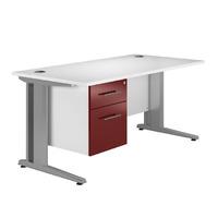 Arc Deluxe Single Pedestal Desk in Burgundy Eco M3 Single Pedestal Rectangular Desk in Burgundy