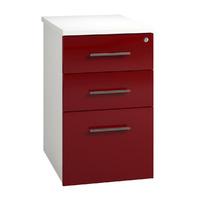 Arc Desk High Pedestal in Burgundy Eco High Pedestal Desk with 3 Drawers in Burgundy