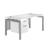 Arc Silver Bench Leg Single Pedestal Desk in White Eco Bench Silver Single Pedestal Desk in White 1200mm