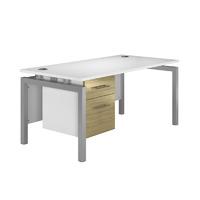 Arc Silver Bench Leg Single Pedestal Desk in Light Olive Eco Bench Silver Single Pedestal Desk in Light Olive 1600mm