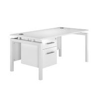 Arc White Bench Leg Single Pedestal Desk in White Eco Bench Single Pedestal Desk in White 1200mm