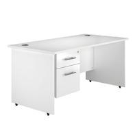 Arc Panel End Single Pedestal Desk in White Panel End Single Pedestal Desk White 1200mm