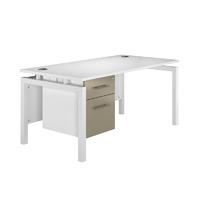 Arc White Bench Leg Single Pedestal Desk in Stone Grey Bench Single Pedestal Desk Stone Grey 1200mm White Leg