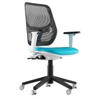 Aria Faux Leather Chrome Base Task Chair Light Blue 2D Adjustable Arms