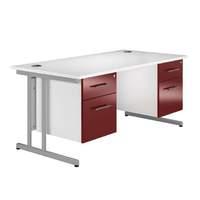 Arc Cantilever Double Pedestal Desk in Burgundy Eco Cantilever Rectangular Double Pedestal Desk in Burgundy