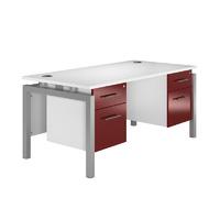 Arc Silver Bench Leg Double Pedestal Desk in Burgundy Eco Bench Double Pedestal Desk in Burgundy