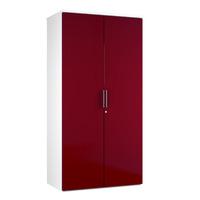 Arc High Cupboard in Burgundy Eco Double Door Storage Unit with 4 Shelves in Burgundy