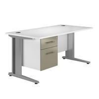 Arc Deluxe Single Pedestal Desk in Stone Grey Eco M3 Single Pedestal Rectangular Desk in Stone Grey 1600mm