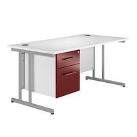 Arc Cantilever Single Pedestal Desk in Burgundy Eco Cantilever Rectangular Single Pedestal Desk in Burgundy 1600mm