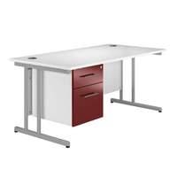 arc cantilever single pedestal desk in burgundy eco cantilever rectang ...