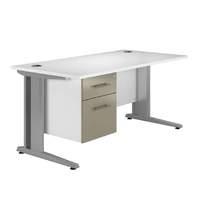 Arc Deluxe Single Pedestal Desk in Stone Grey Eco M3 Single Pedestal Rectangular Desk in Stone Grey