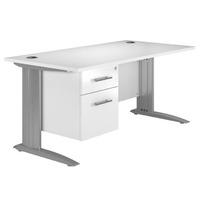 arc premium single pedestal desk in white eco premium single pedestal  ...