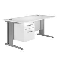 Arc Deluxe Single Pedestal Desk in White White