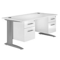 Arc Premium Double Pedestal Desk in White Eco Premium Double Pedestal Rectangular Desk in White