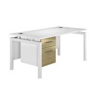 Arc White Bench Leg Single Pedestal Desk in Light Olive Bench Single Pedestal Desk Light Olive 1200mm White Leg