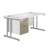 Arc Cantilever Single Pedestal Desk in Stone Grey Eco Cantilever Rectangular Single Pedestal Desk in Stone Grey 1600mm