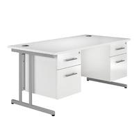 Arc Cantilever Double Pedestal Desk in White Eco Cantilever Rectangular Double Pedestal Desk in White