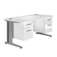 Arc Deluxe Double Pedestal Desk in White White