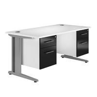 arc deluxe double pedestal desk in black eco m3 double pedestal rectan ...