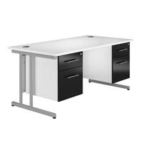 Arc Cantilever Double Pedestal Desk in Black Eco Cantilever Rectangular Double Pedestal Desk in Black