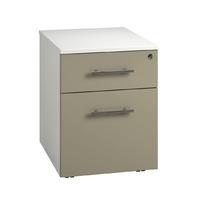 Arc Mobile Pedestal in Stone Grey Eco Low Mobile Pedestal with 2 Drawers in Stone Grey