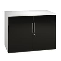 Arc Low Cupboard in Black Eco Double Door Storage Unit with 1 Shelf in Black