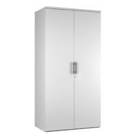 Arc High Cupboard in White Eco Double Door Storage Unit with 4 Shelves in White