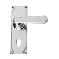 art deco design polished chrome lever on oval plate handle set