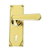 Art Deco Design Lever On Keyhole Plate Handle Set