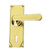 art deco design lever on keyhole plate handle set