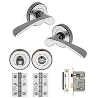 arcadia door handle on round rose for bathroom polished chrome