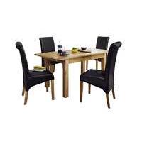 arlington extending table and 4 roll back brown chairs