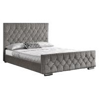 arya chenille bed frame silver double