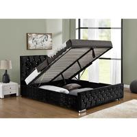 Arya Velvet Upholstered Ottoman Bed King Black