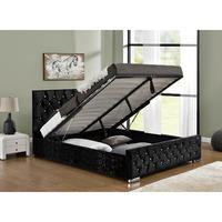 Arya Velvet Upholstered Ottoman Bed Double Black